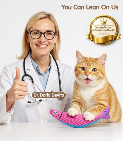 Petbusy Cat Toys With[5000Mg A+Natural Catnip &Silvervine] [Baby Grade] Interactive Soft Chew Kicker Cat Toys for Indoor Cats & Kittens, [Crinkle &Bell] Fish Sound Toy, Drives Bored Cat Crazy with Fun8
