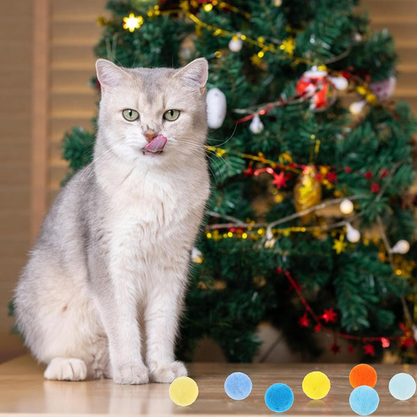 Xthrotsenk 100 Pcs Cat Toy Balls 1-Inch Colorful Cat Pom Pom Balls Soft Interactive Kitten Ball Cats Exercise Toys Fuzzy Kitten Interactive Playing Quiet Toy for Cats Pet(2.5 Cm)7