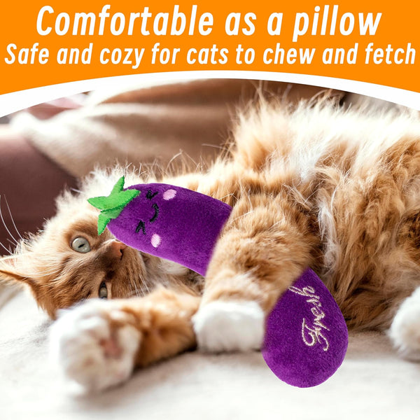 Seyezo Catnip Toys for Indoor Cats, 5 Pack Cat Toys for Cats, Fluffy Catnip Toys for Chewing Playing, Interactive Kitten Toys, Catnip Filled Kitty Chew Teething Toys, Cat Chew Toys, Vegetable,5 Pcs6