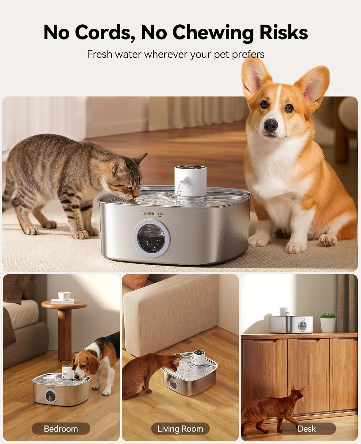 cordless-wider-tray-dog-water-fountain-5000mah-battery-operated-dog-water-bowl-dispenser-with-3-motion-sensor-feelneedy-stainless-steel-pet-water-fountain-for-multi-pets-easy-setup-clean-8l