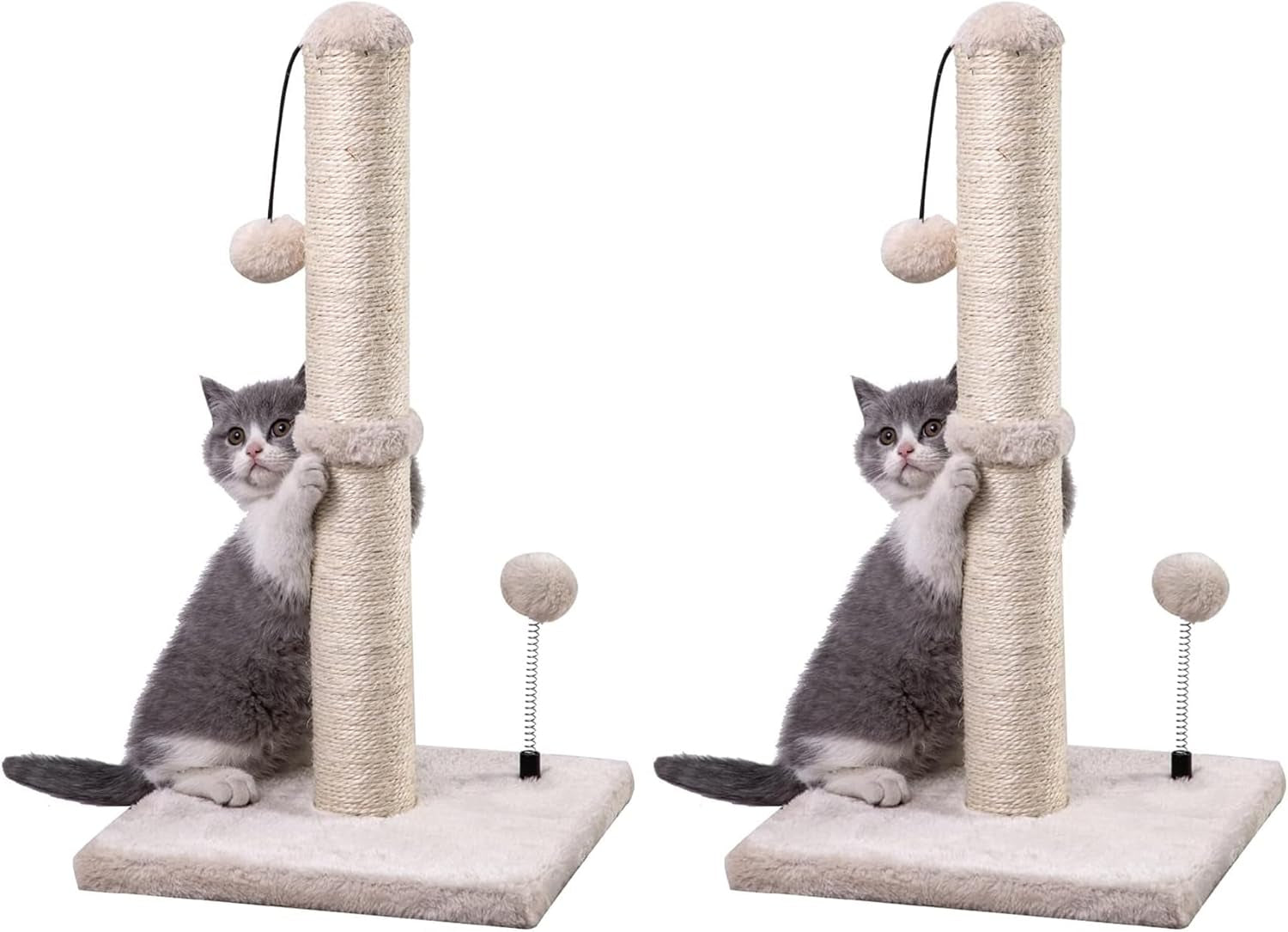 mecool-cat-scratching-post-premium-basics-kitten-scratcher-sisal-scratch-posts-with-hanging-ball-22in-for-kittens-or-smaller-cats-22-inches-for-kitten-beige