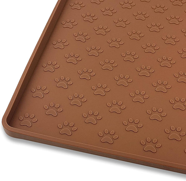 Ptlom Pet Placemat for Dog and Cat, Mat for Prevent Food and Water Overflow, Suitable for Small, Medium and Big Pet, 18" 12", Grey, Silicone46