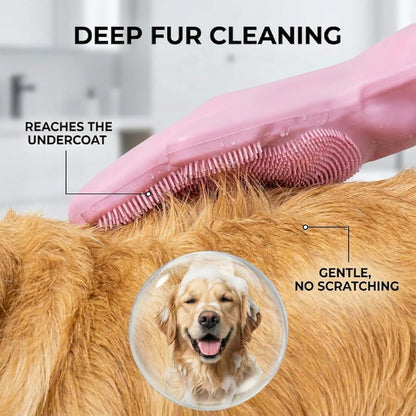 NVNAN Dog Bath Gloves for Washing, Pet Grooming Gloves with Shampoo Brush, Dog Bath Brush for Dogs and Cats, Essential Dog Bath Supplies (1 Pair, Pink)3