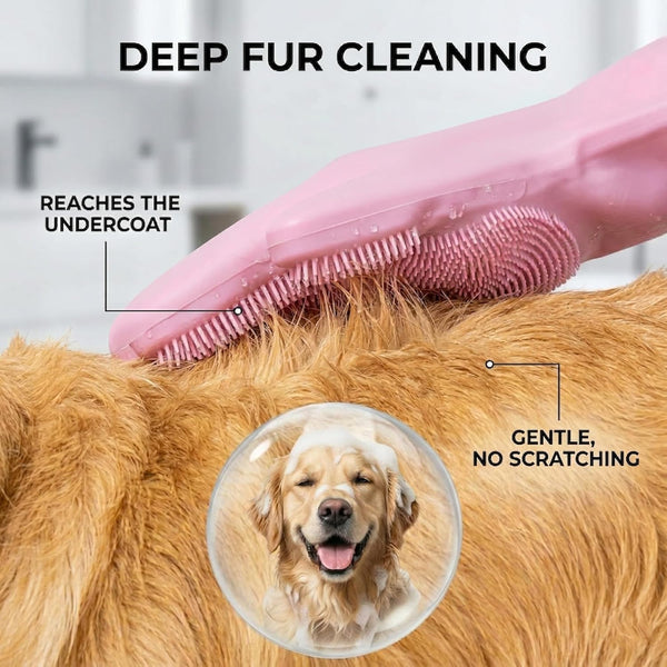 NVNAN Dog Bath Gloves for Washing, Pet Grooming Gloves with Shampoo Brush, Dog Bath Brush for Dogs and Cats, Essential Dog Bath Supplies (1 Pair, Pink)3