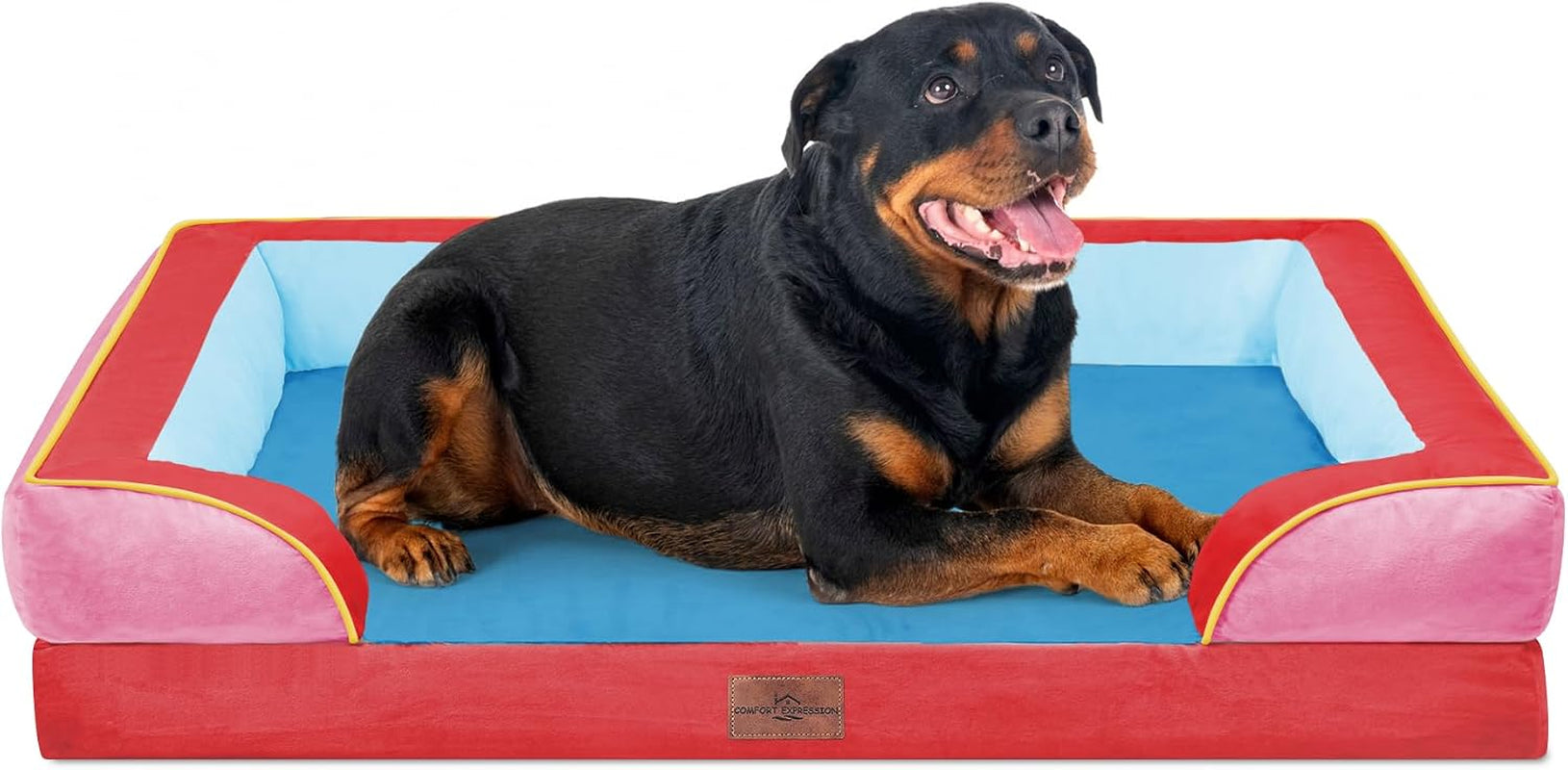 comfort-expression-orthopedic-dog-bed-for-extra-large-dogs-with-bolster-waterproof-dog-couch-bed-with-washable-cover-non-slip-bottom-supportive-egg-crate-foam-xl-pet-bed-42x30-inch