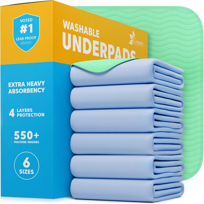 GREEN LIFESTYLE Washable Pee Pads for Dogs - Waterproof Reusable Puppy Pads with Anti-Slip Backing, Pet Training Pad for Puppy Playpen, Crate, Whelping Box, Potty Training (Pack of 6 - 30X34)9