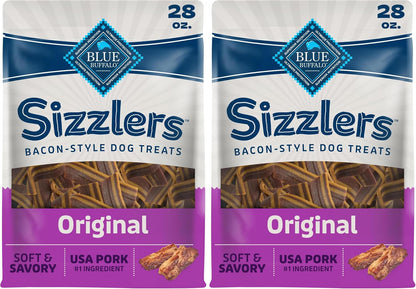 Blue Buffalo Sizzlers Natural Soft Dog Treats, Bacon-Style Soft-Moist Dog Treats with Real USA Pork, Original Flavor, 6-Oz Bag11
