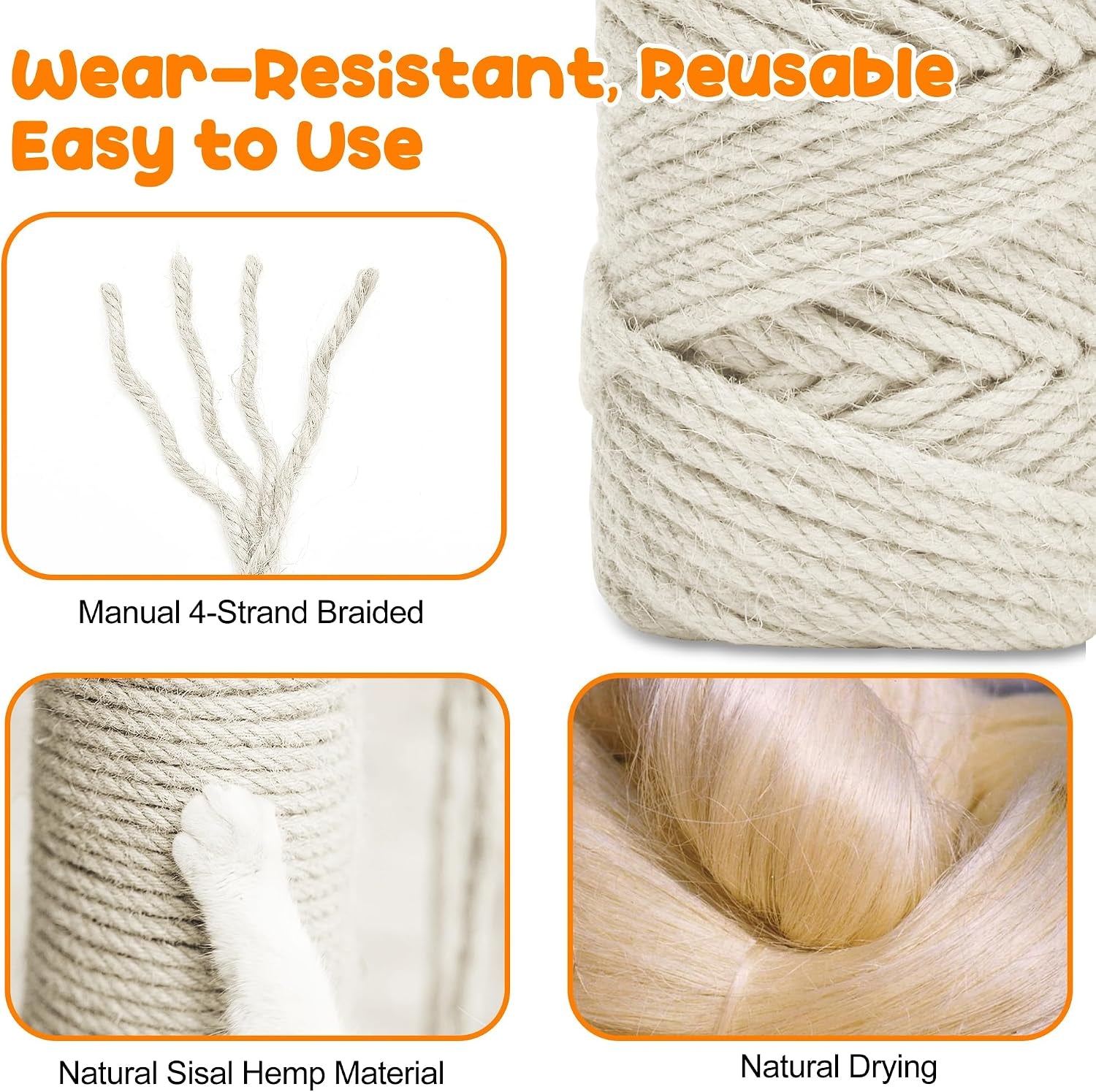 328ft-1-4-inch-cat-scratching-sisal-rope-for-cat-trees-posts-thick-white-jute-rope-with-2-cat-mouse-toys-for-scratch-posts-cat-towers-diy-projects