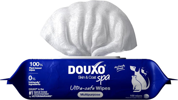 DOUXO SPA Dog Wipes for Paws, Butts, Tear Stains and Cleaning, 100 Wipes | Multi-Purpose for Coat and Paws, Leaves the Coat and Skin Refreshed, Skin-Friendly Formula, Can Also Be Used for Cats1