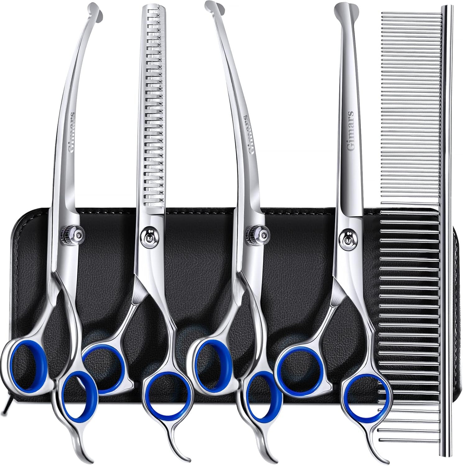 gimars-titanium-coated-professional-6-in-1-4cr-stainless-steel-dog-grooming-scissors-with-safety-round-tip-heavy-duty-pet-grooming-scissor-for-dogs-cats-and-other-animals