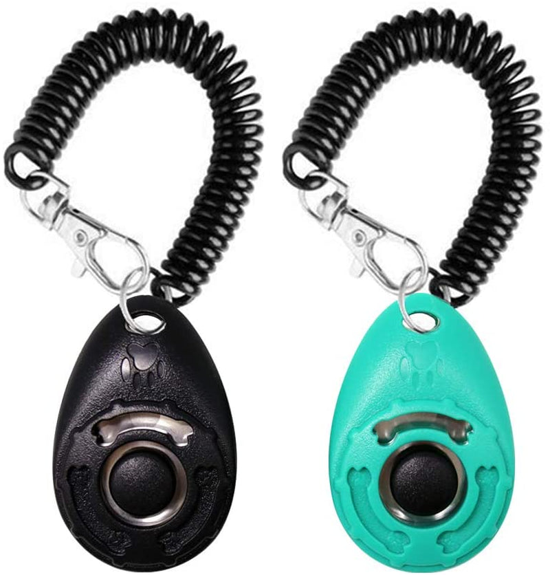 oyefly-dog-training-clicker-with-wrist-strap-durable-lightweight-easy-to-use-pet-training-clicker-for-cats-puppy-birds-horses-perfect-for-behavioral-training-2-pack-black-and-water-lake-blue