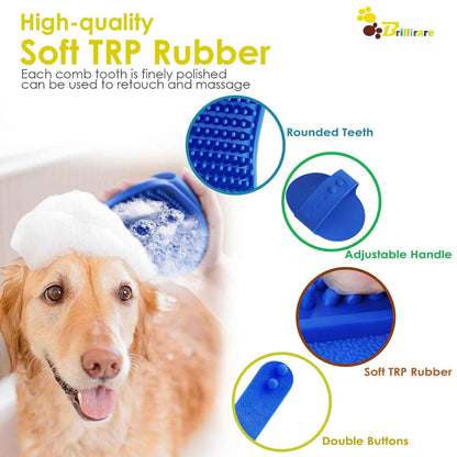 2 Pack Dog Grooming Brush, Premium Soft Silicone Pet Bath Brushes with Adjustable Handle, Shampoo Soothing Comb for Wet Dry Long Short Haired Dogs & Cats Massaging, Deshedding3