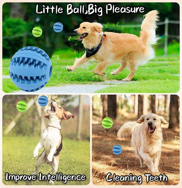 Feixun Dog Treat Toy Ball, Dog Tooth Cleaning Toy, Interactive Dog Toys(1 Green+1 Blue) 2.8" Pack of 24