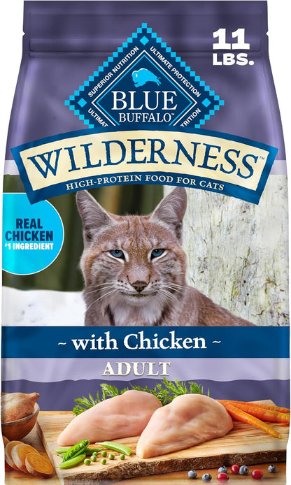 Blue Buffalo Wilderness Chicken Natural High-Protein Grain-Free Dry Food for Adult Indoor Cats, Real Chicken First, Antioxidant-Rich Lifesource Bits Support Immunity, Promotes Strong Muscles, 11 Lbs.1