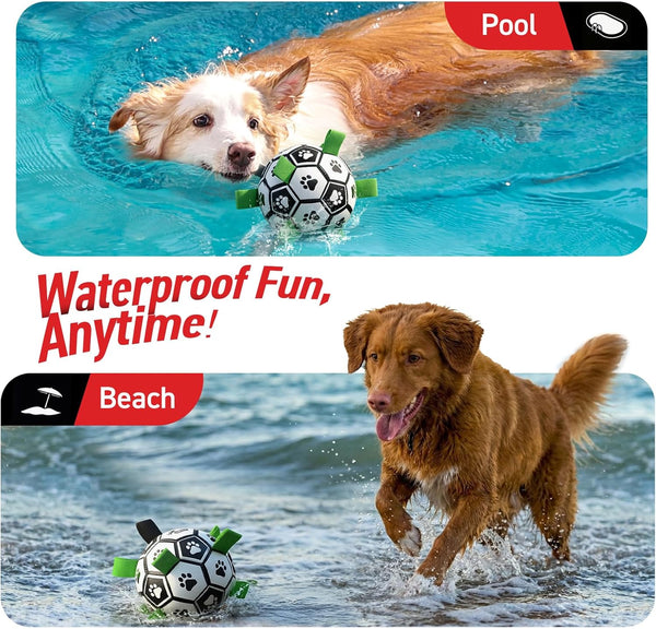 QDAN Dog Toys Dog Balls, 6 Inch Dog Soccer Ball with Straps, Herding Balls | Dog Birthday Toy, Balls for 20-40Lbs Dogs, Outdoor Puppy Toys to Keep Them Busy, Interactive Toy for Tug, Pool Water Toy Ball2