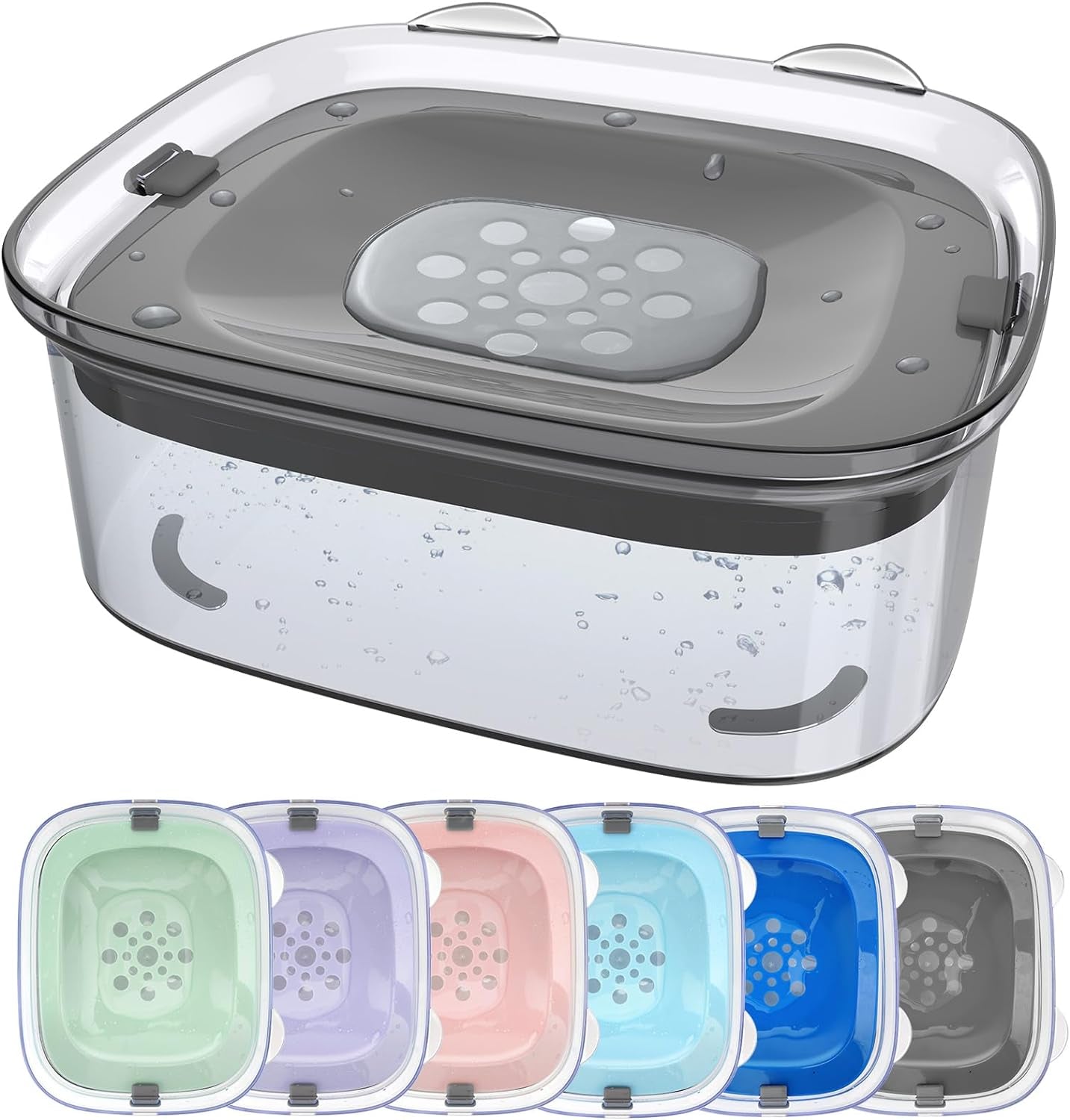 3l-no-spill-dog-water-bowl-with-slow-drinking-diskgray-clear-acrylic-easy-water-check-non-slip-pads-slobber-stopper-splash-proof-water-bowl-for-sloppy-messy-drinkers-reduce-mess