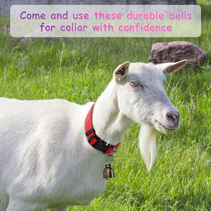 5 Pack Classic Goat Collars with Bells,Anti-Lost Pet Collar | Adjustable Nylon Collar & Sheep Grazing Copper Bells for Small Farm Animal Sheep Calf Cow Accessories(13.7"-20.5")7