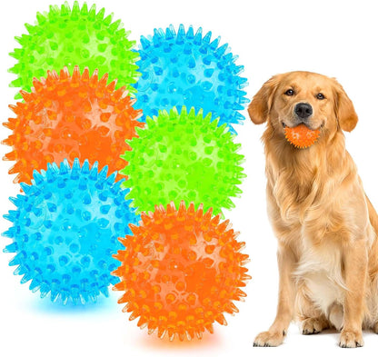 PUPTILY 2 Different Functions Interactive Ball for Dogs 2.5” Squeaky Dog Balls Toys and Puppy Teething Chew Toy Balls for Small Dogs for Clean Teeth and Training （5Pcs）9