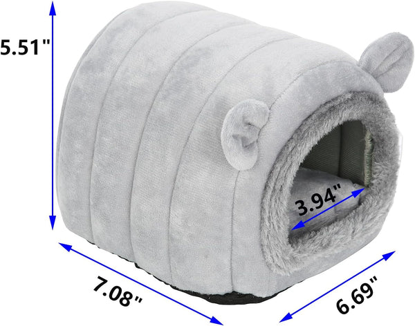 Hedgehog Bed Cave Nest Hideout, Hamster Guinea Pigs Small Animals Cage Supplies Warm House-Gray2