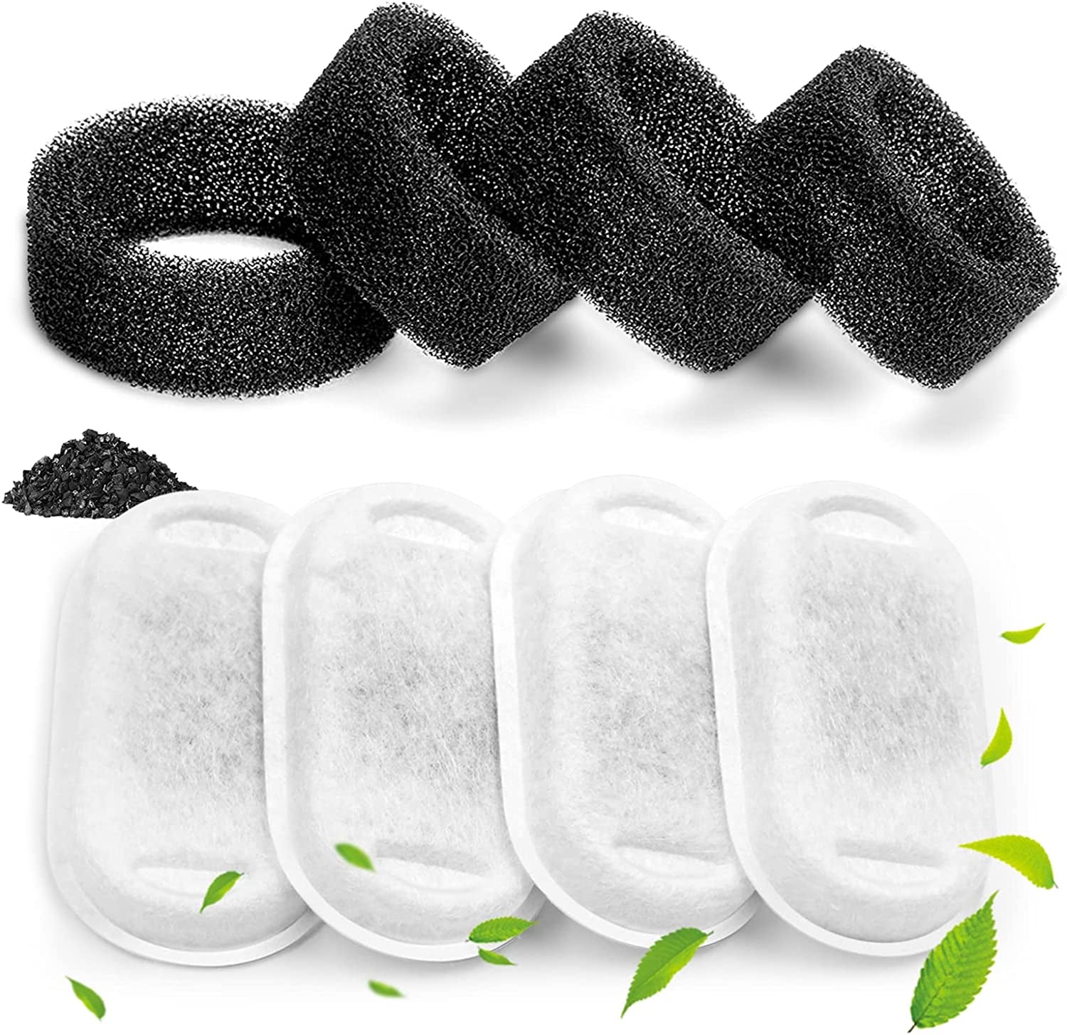 cat-water-fountain-filters-for-stainless-steel-67oz-2l-adjustable-water-flow-pet-fountain-8-pack-pet-replacement-filters-with-8-sponges