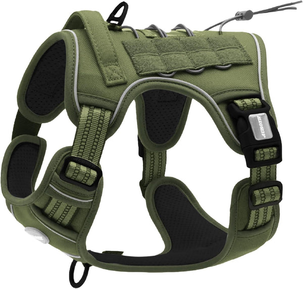 Auroth Tactical Dog Harness for Large Dogs No Pull Adjustable Pet Harness Reflective K9 Working Training Easy Control Pet Vest Military Service Dog Harnesses Army Yellow L74