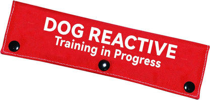 Advivio Dog Reactive Training in Progress Funny Red Dog Leash Sleeve, Wrap Alert Hanging ID Patch Tag for Pet the Best Choice for Daily Walking and Training Fitness, Pet Birthday Gift1