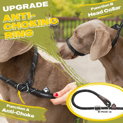 Fida Durable Slip Lead Dog Leash, 6 FT X 1/2" Heavy Duty Dog Loop Leashes, Comfortable Strong Rope Slip Leash for Large Medium Dogs, No Pull Pet Training Lead with Highly Reflective(1/2", Black)3