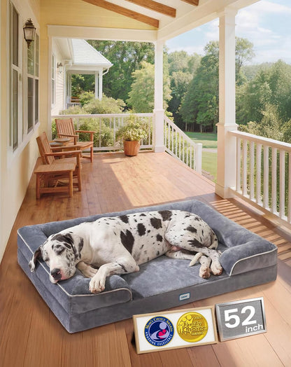 Ohgeni Orthopedic Extra Large Dog Bed Couch, Memory Foam, 44-Inch (Gray) | Waterproof Pet Bed with Machine-Washable Removable Cover & Soft Comfortable Fabric21