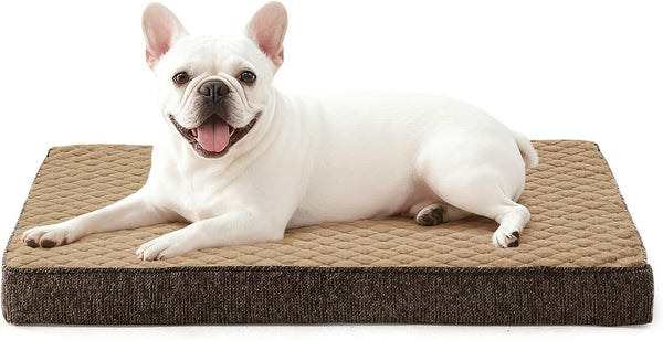 JOEJOY Orthopedic XL Dog Bed for Large Dogs, Waterproof Dog Bed for Crate with Washable Removable Cover, Extra Thick Egg-Crate Memory Foam Pet Beds, Grey, 41"X27"29