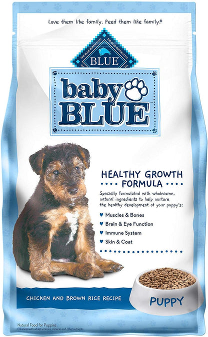 Blue Buffalo Baby Blue Natural Dry Food for Puppies, Healthy Growth Formula with DHA, Savory Chicken Recipe, 4-Lb Bag4
