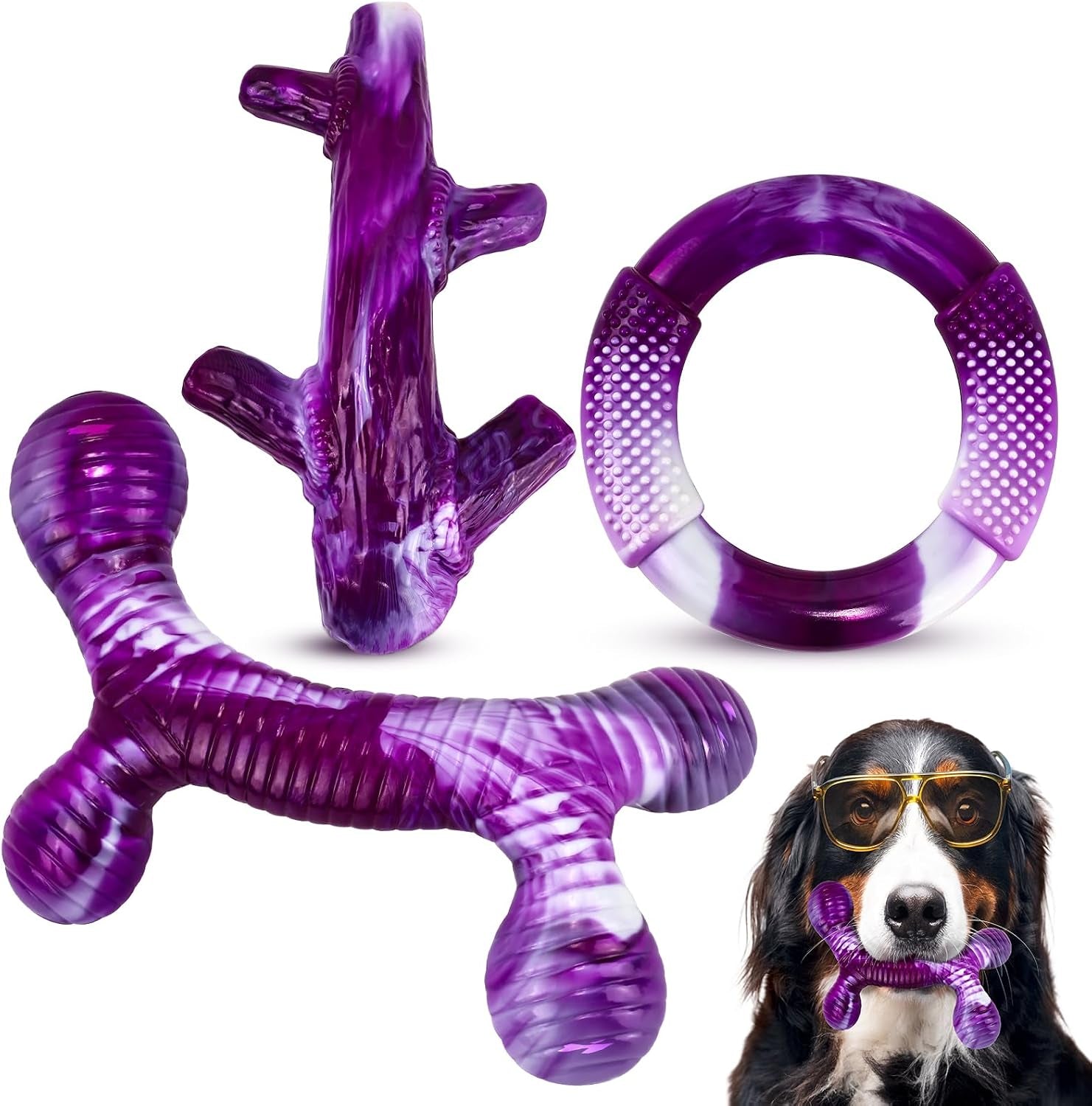 furdog-3pack-dog-toys-for-aggressive-chewers-dog-chew-toy-tough-dog-toys-to-keep-them-busy-bacon-flavor-teething-chew-toys-dental-health-for-large-medium-small-breeds-blue