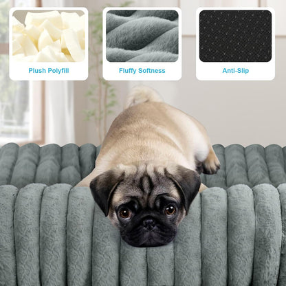 Dog Beds Medium Large Sized Dog, Dog Bed for Crate with Pillow(Grey, XL) | Comfort Large Dog Bed, Washable Dog Bed with Removable Cover, Durable Orthopedic Deluxe Plush Dog Crate Pad Bed3