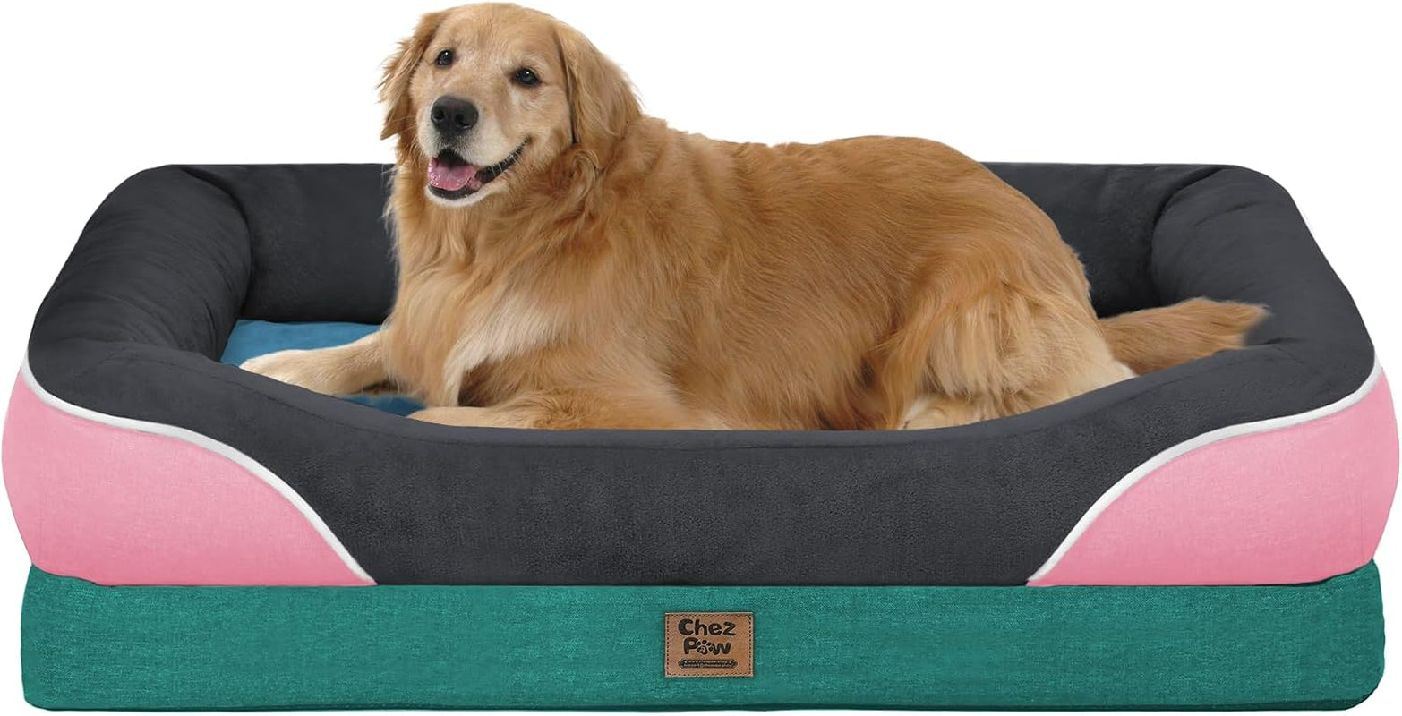 chez-paw-waterproof-orthopedic-xl-dog-bed-for-large-and-extra-large-dogs-egg-crate-foam-4-sided-bolster-support-waterproof-liner-non-slip-bottom-machine-washable-cover-42-x-30-inch