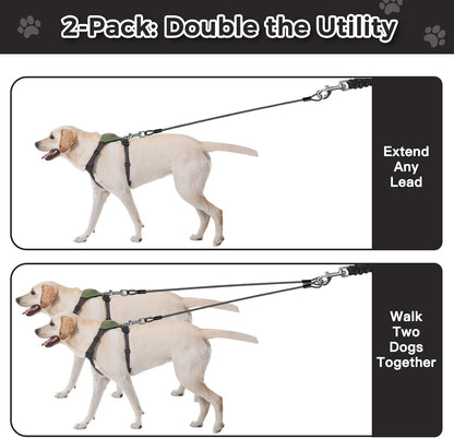 Chew Proof Dog Leash Extender, 2FT 5Mm Metal Lead Extension, 360° Tangle-Free for Walking & Training Puppies, Fits Small/Medium/Large Dogs, Collar & Harness Compatible (Black/Orange/Blue)7