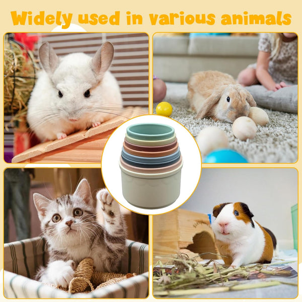 8 Pcs Stacking Cups for Small Animal Toys,Nesting Rabbit Toys of Different Sizes,Safe Plastic Colorful Nesting Toys for Bunny Guinea Pig Hiding Food and Playing6