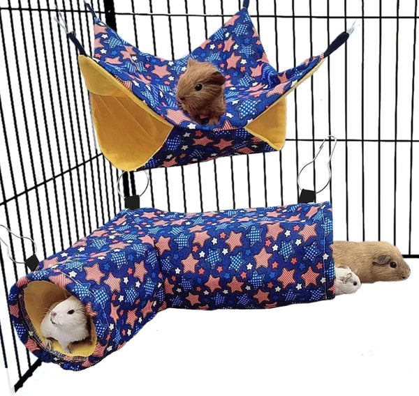 EAEDMY Guinea Pig Rat Ferret Hammock, Small Animal Corner Tunnel & Tubes & Bed for Hedgehog Piggy Chinchilla Hideout Toys and Cage Accessories9