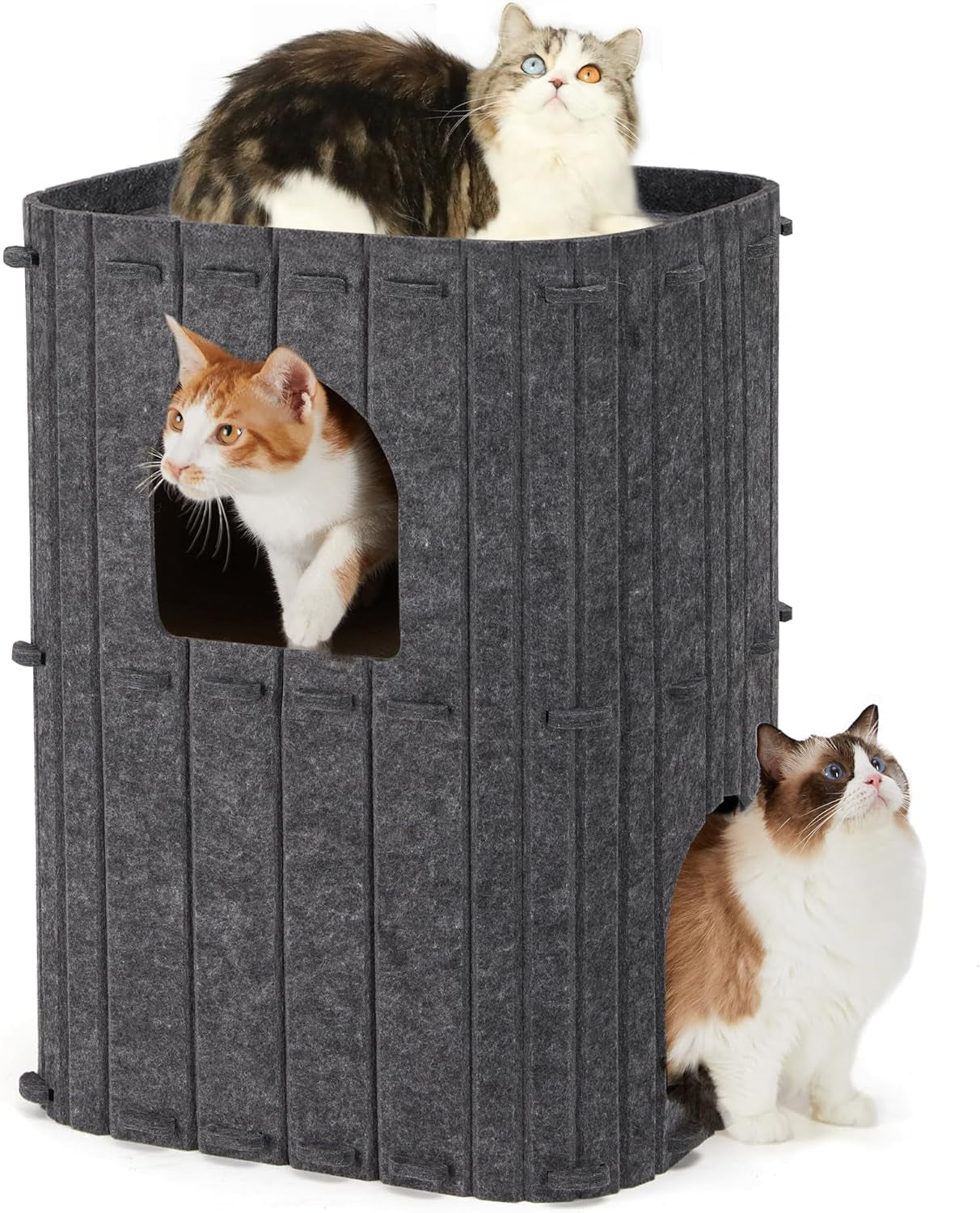 fukumaru-cat-house-for-indoor-cats-warm-felt-cat-bed-scratch-resistant-large-cat-bed-cave-3-in-1-cat-condo-cozy-felt-covered-cats-tunnel-23-62-inch-kitten-hideaway-for-multicats-beige