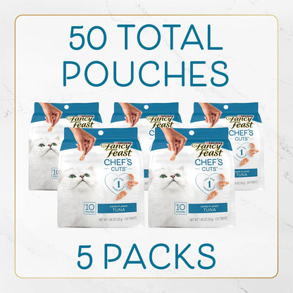 Fancy Feast Purina Chef’S Cuts Real Hand-Flaked Tuna Natural Soft Cat Treats, Pack of 5, 10 Count Pouches4