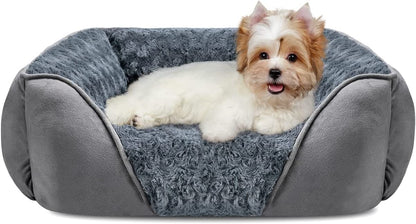 INVENHO Rectangle Washable Orthopedic Dog Bed for Small, Medium and Large Dogs, Soft Calming, Sleeping Puppy Bed Durable Pet Cuddler with Anti-Slip Bottom, S (20"X19"X6")1