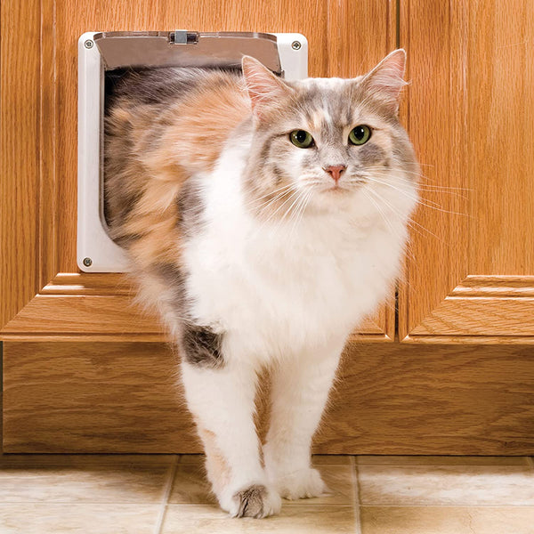 Petsafe Interior Cat Door, 2-Way Lock, White, Cats up to 15 Lb | High-Impact Frame with Transparent Flap, Fits Interior Doors, Hardware and Template Included2