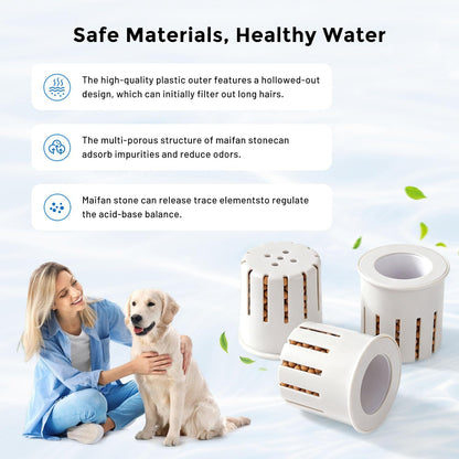 ZOMISIA 11L Dog Water Bowl Dispenser & Maifan Stone Filter Replacement 3Pcs5