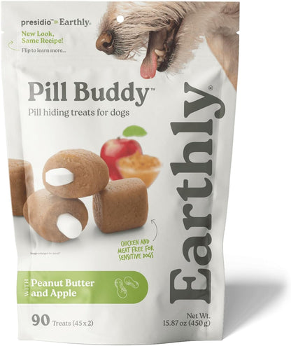 Presidio Earthly Pill Buddy Naturals - PB & Apple Recipe Pill Hiding Treats for Dogs - Make a Perfect Pill Concealing Pocket or Pouch for Any Size Medication - 30 Servings15