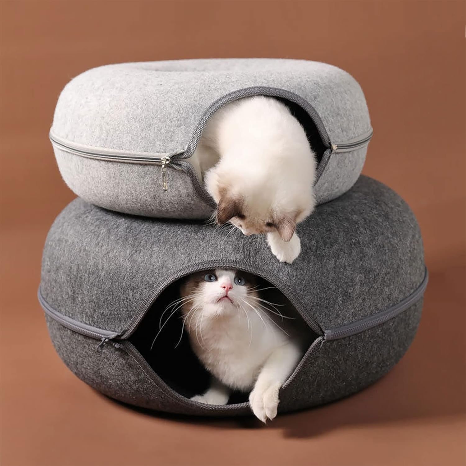large-cat-tunnel-bed-for-indoor-cats-with-3-toys-scratch-resistant-donut-cat-bed-up-to-30-lbs-l-24x24x11-dark-grey