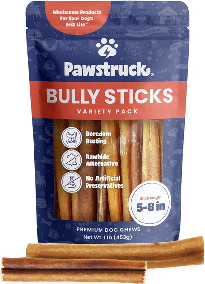 Pawstruck Natural 5-8" Bully Sticks for Dogs - Best Long-Lasting, Rawhide-Free, Low Odor Dental Chew Treat - Healthy Single Ingredient, 100% Real Beef - 8 Oz Bag - Packaging May Vary13