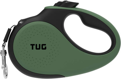 TUG 360° Tangle-Free Retractable Dog Leash | 16 Ft Strong Nylon Tape | One-Handed Brake, Pause, Lock (Medium, White)20