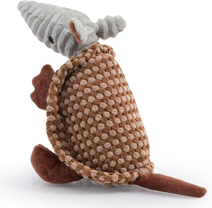Hollypet Plush Dog Squeaky Toy Stuffed Armadillo Animal Pet Puppy Chew Toys with Clean Teeth for Small Medium Large All Breed Sizes Dogs, Gray, 8 In48