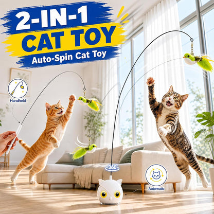 Interactive Cat Toys for Indoor Cats - Automatic Flying Bird Feather Toy with Sticky Suction Base, USB Rechargeable 360° Electric Cat Teaser, Touch Activated Self-Play Toy for Bored Cats2