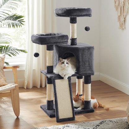 Feandrea Cat Tree, 45.3-Inch Cat Tower, Plush Condo Scratching Post, White | 45.3-Inch Cat Tower, Plush Condo with Scratching Post, Ramp, Perch, Spacious Cave, Cream White9