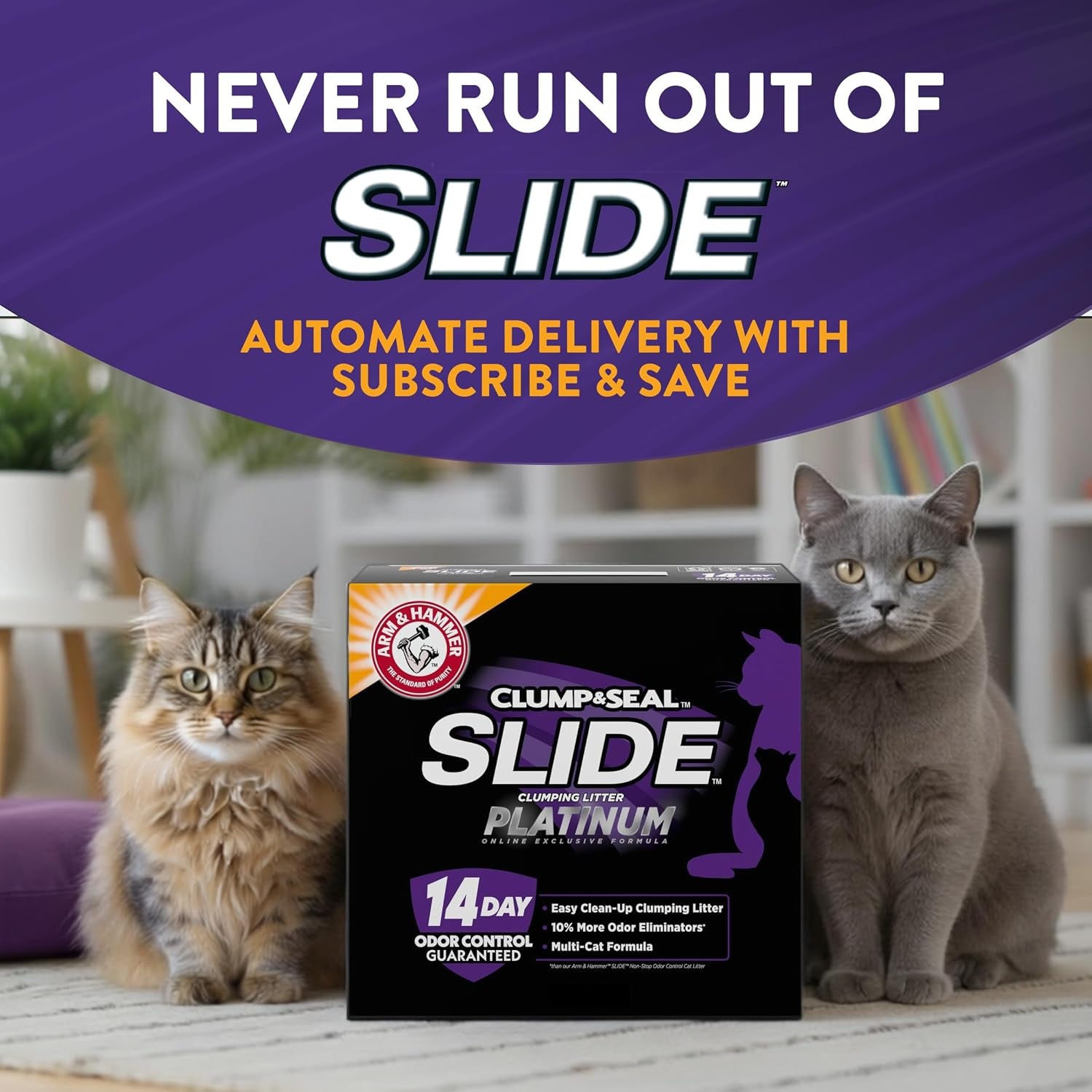 arm-hammer-slide-platinum-easy-clean-up-clumping-cat-litter-37-lbs-24-7-odor-control-triple-action-freshness-non-stick-low-tracking-multi-cat-formula-scented