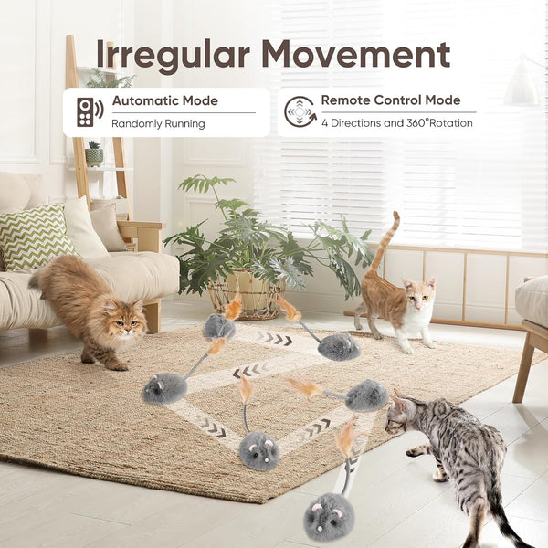 Pawingcat Remote Control Cat Toy Rechargeable Cat Mouse Toy Automatic Interactive Cat Toys for Indoor Cats Toy with 3-Speed Adjustment and 4 Directions5